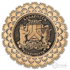 Магнит из бересты Хабаровск-Герб снежинка серебро